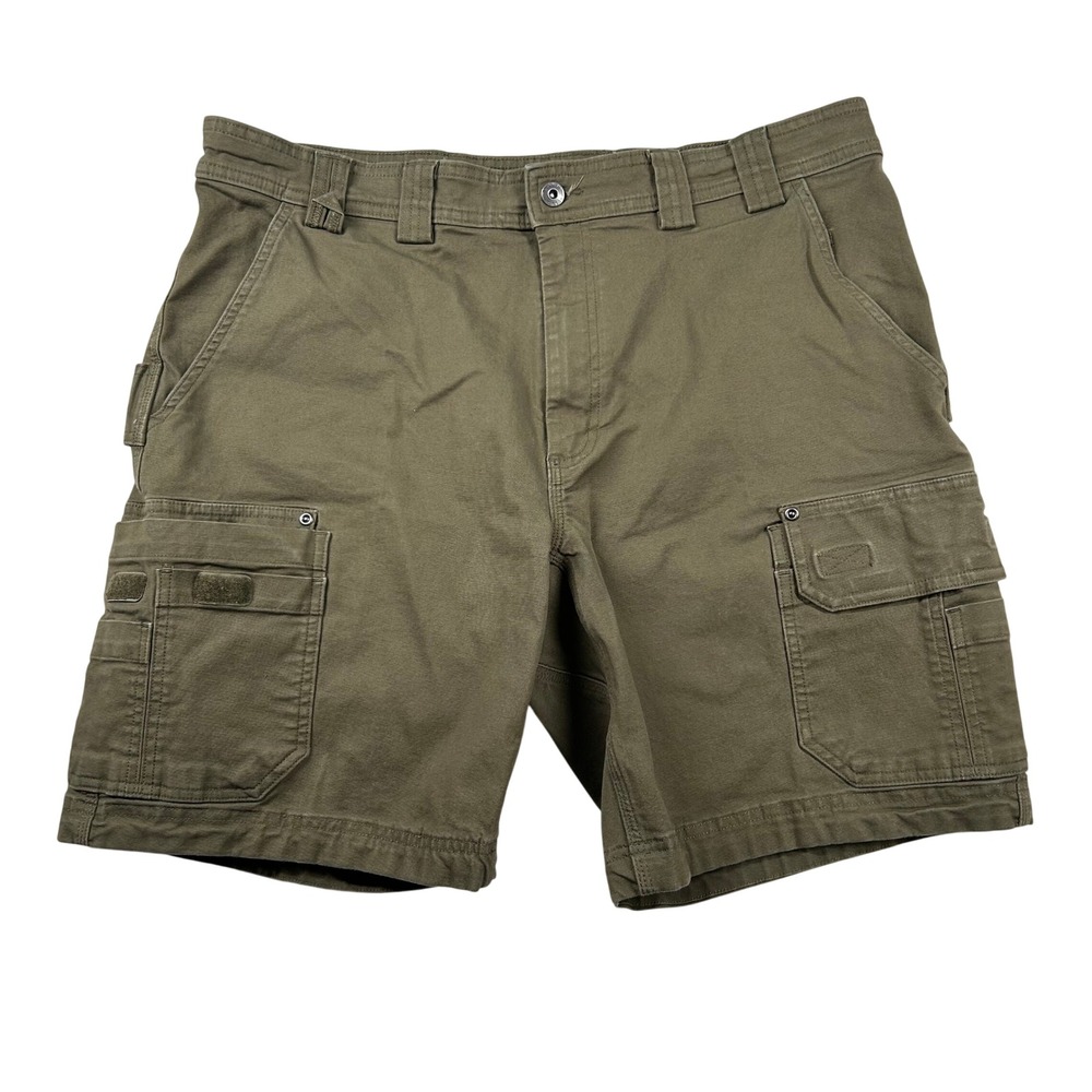 Duluth Trading Co Shorts Mens 38 Flex Fire Hose Cargo Relaxed Fit Olive Green
